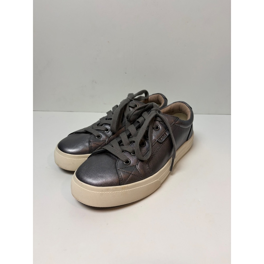 Taos Plim Soul Lux Metallic Pewter Leather Sneakers Women's 7 PLX-13994A